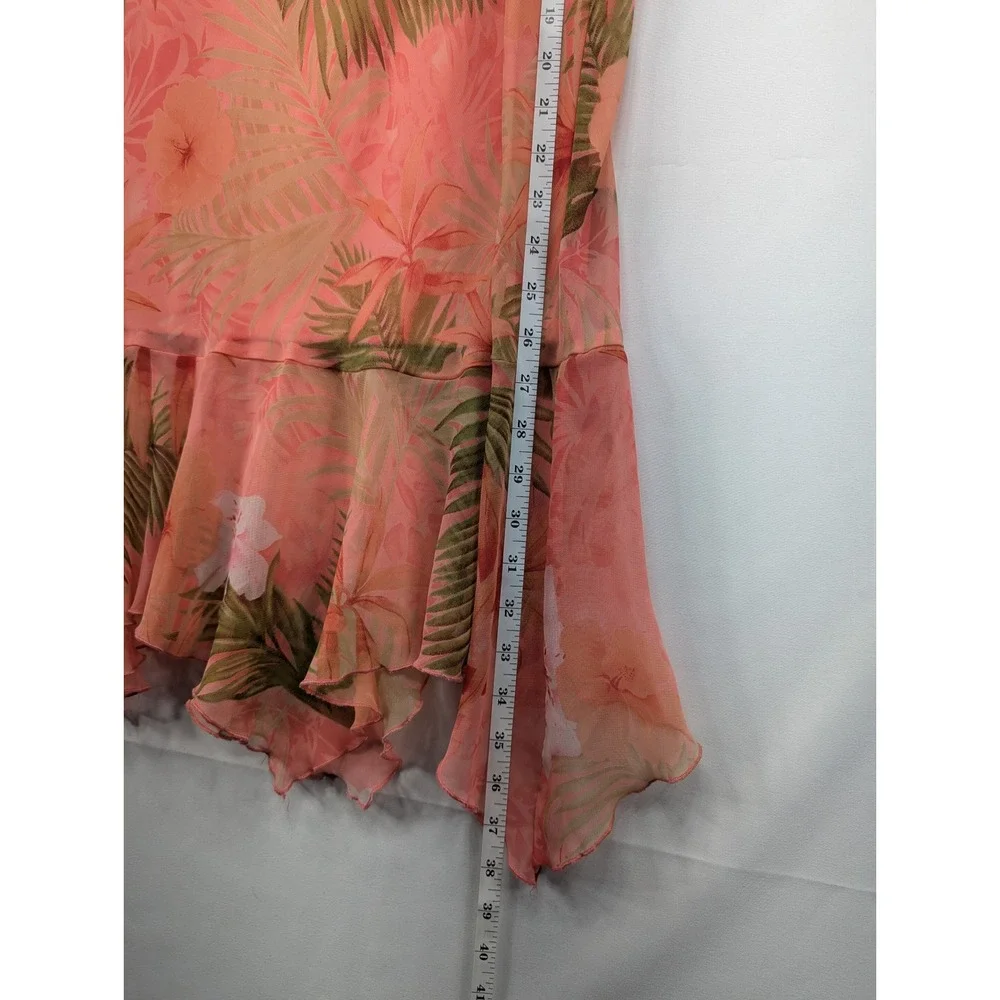 Miss Dorby Vintage Tropical Floral 2 Piece Set Cowl Neck Top Maxi Skirt Coral 12